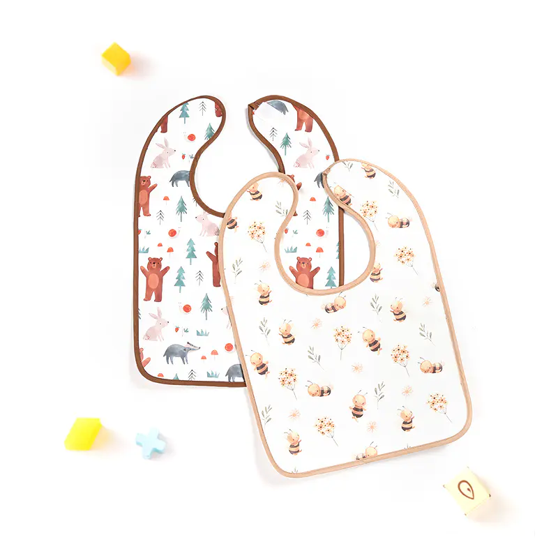 Babero de bebé de PU impermeable con estampado de pájaros