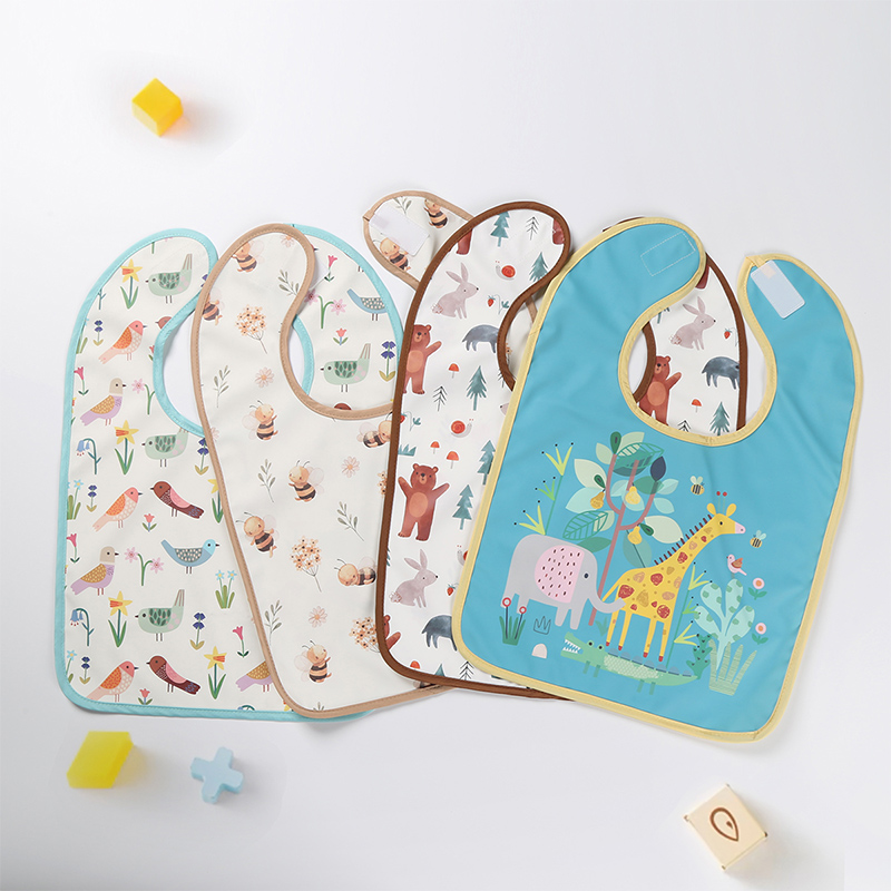 Babero de bebé de PU impermeable con estampado de pájaros