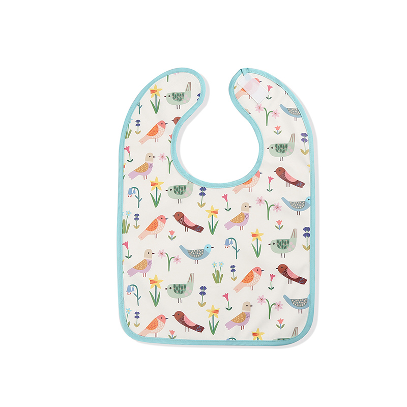 Babero de bebé de PU impermeable con estampado de pájaros